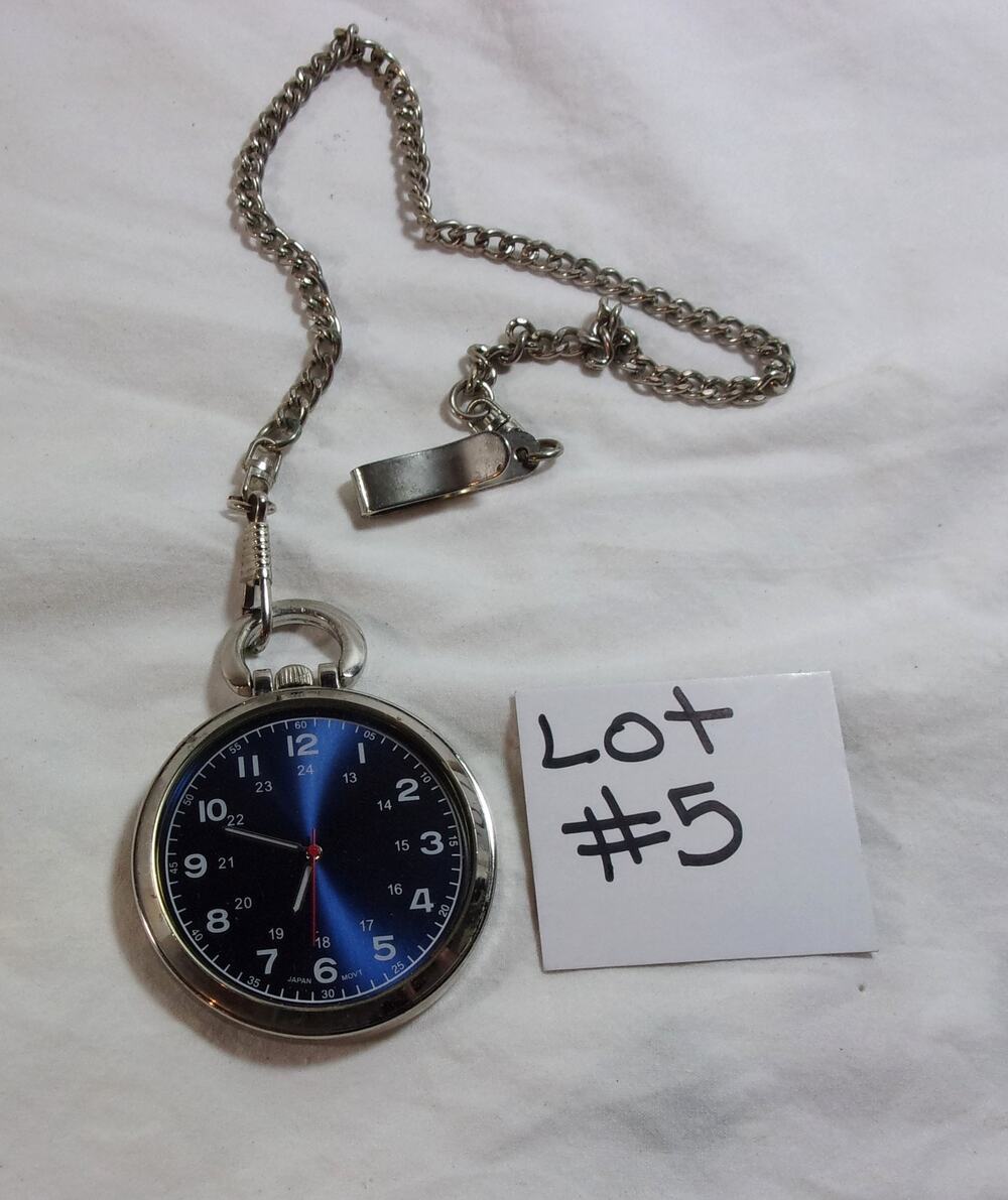 POCKET WATCH WITH CHAIN BY FOLIO NUMBER ZRT15042F9 QUARTZ MOVEMENT-RUNS